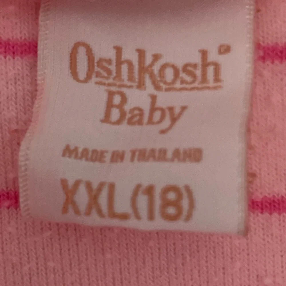 Vintage Oshkosh Baby Footed Sleeper Girls XXL 18M Pink Terry Cloth PJ Striped